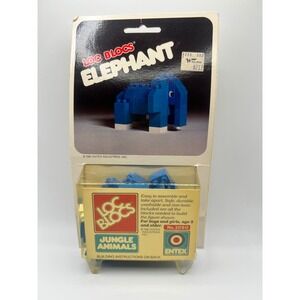 Vintage Sealed Loc Blocs Elephant No 1090‎ Jungle Animals 1981 Entex Block Toys